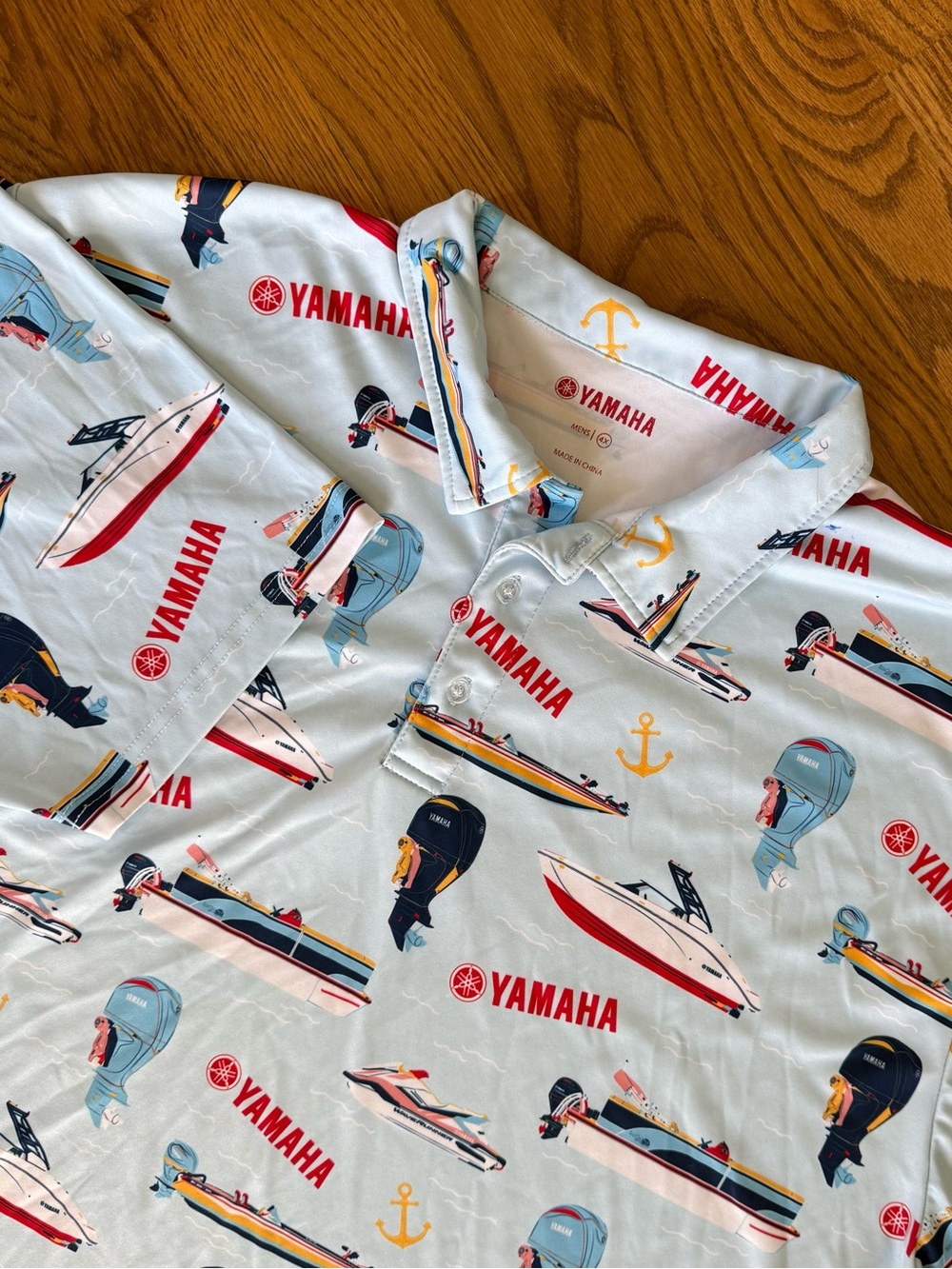 Yamaha Men’s 4X Polo Shirt Marine Boats WaveRunner Outboard Motors Nautical Blue